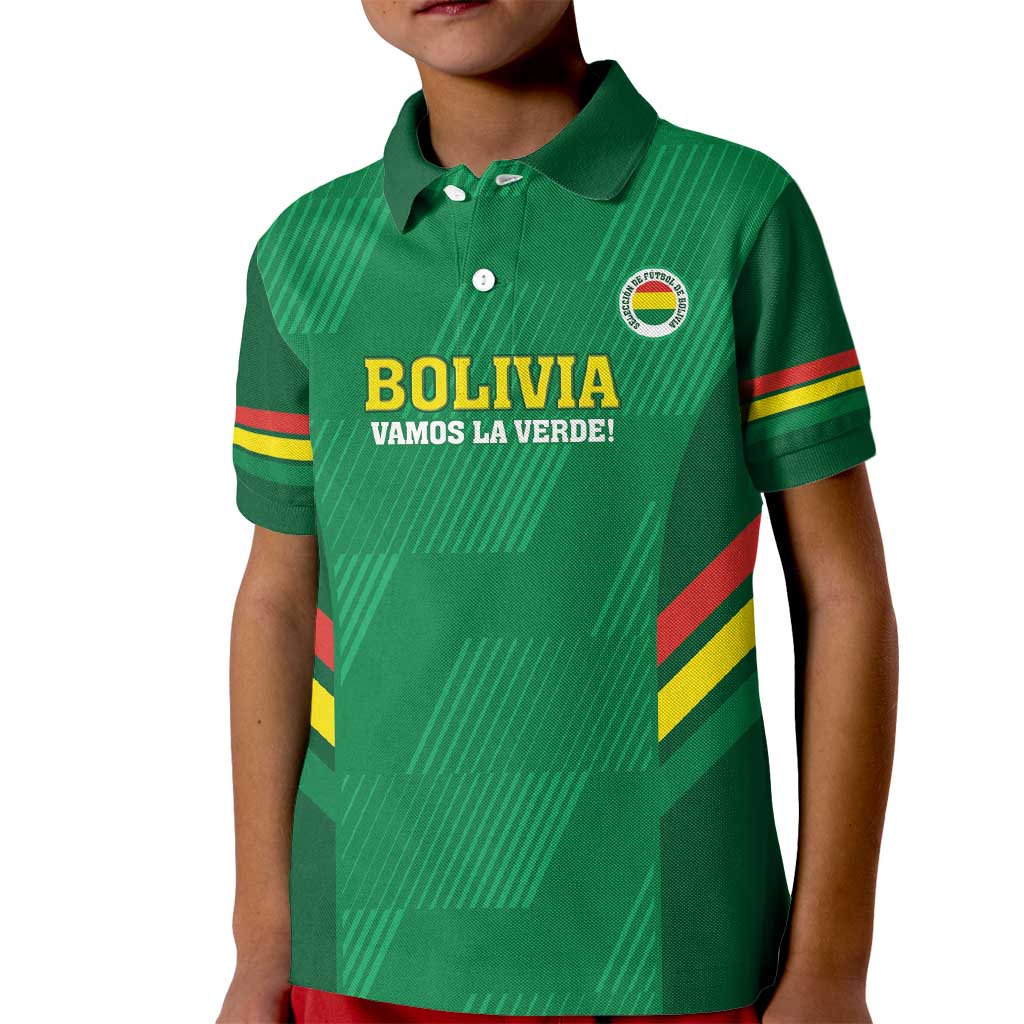 Custom Bolivia Football Kid Polo Shirt 2024 Vamos La Verde - Green - Wonder Print Shop