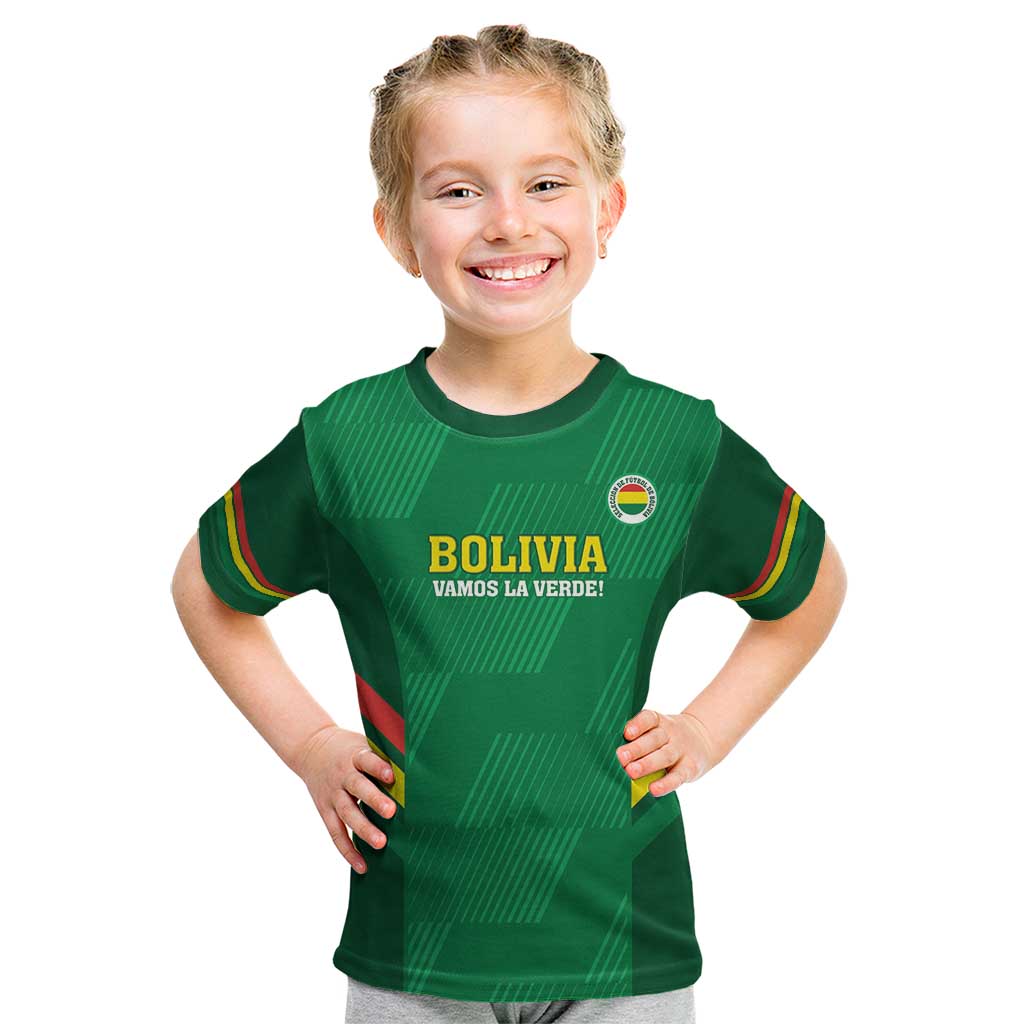 Custom Bolivia Football Kid T Shirt 2024 Vamos La Verde - Green