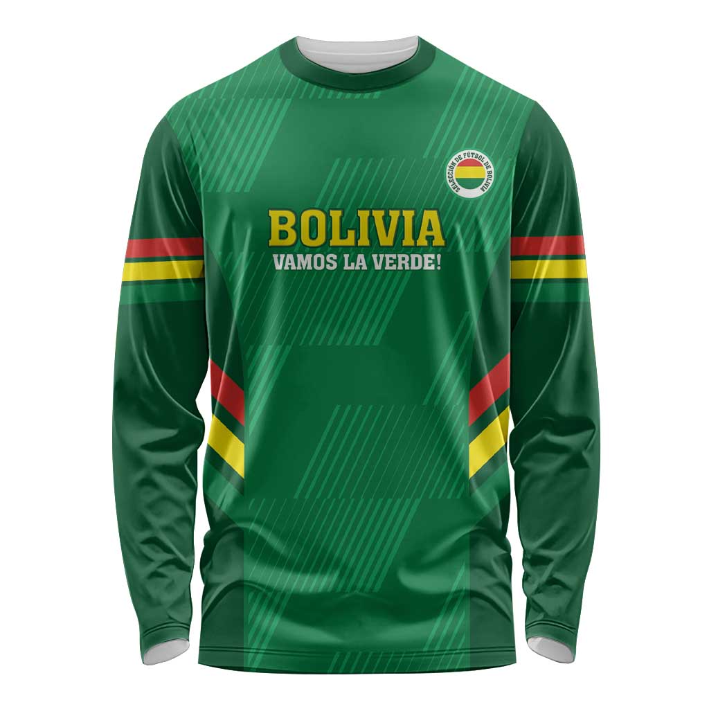 Custom Bolivia Football Long Sleeve Shirt 2024 Vamos La Verde - Green - Wonder Print Shop