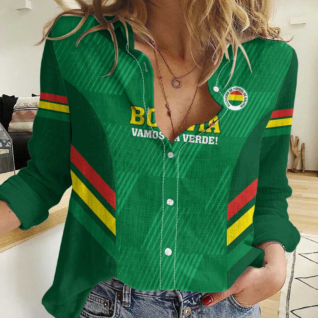 Custom Bolivia Football Women Casual Shirt 2024 Vamos La Verde - Green - Wonder Print Shop