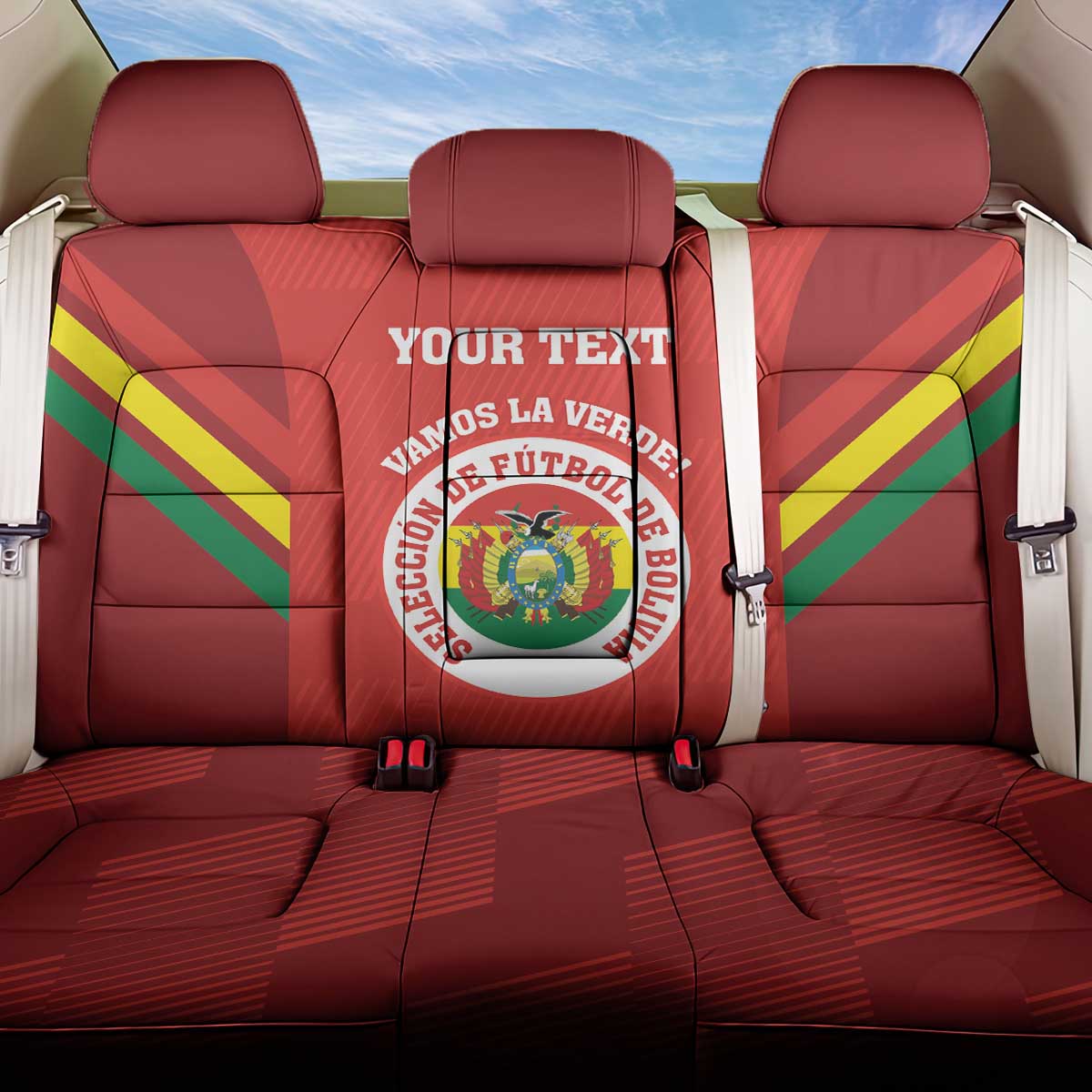 Custom Bolivia Football Back Car Seat Cover 2024 Vamos La Verde - Red - Wonder Print Shop