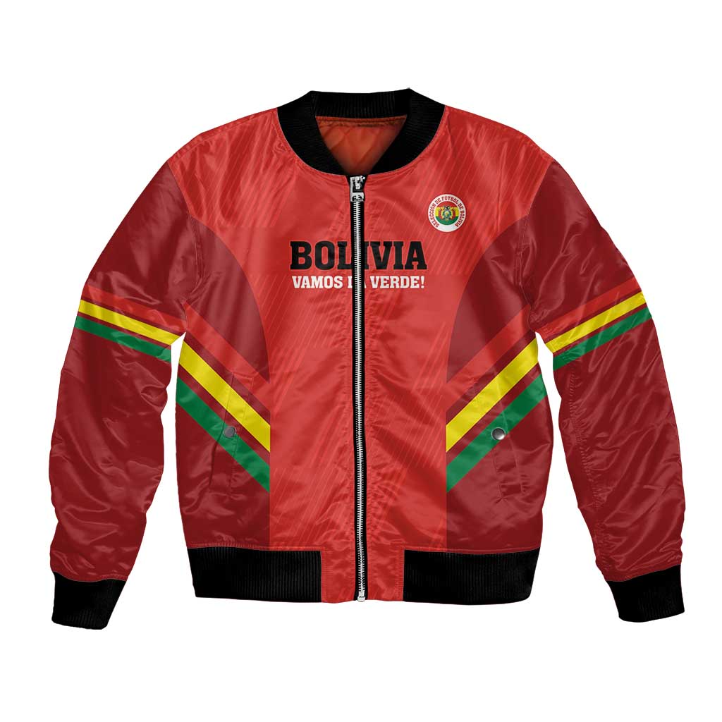 Custom Bolivia Football Bomber Jacket 2024 Vamos La Verde - Red - Wonder Print Shop