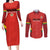 Custom Bolivia Football Couples Matching Long Sleeve Bodycon Dress and Long Sleeve Button Shirt 2024 Vamos La Verde - Red - Wonder Print Shop