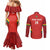 Custom Bolivia Football Couples Matching Mermaid Dress and Long Sleeve Button Shirt 2024 Vamos La Verde - Red