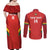 Custom Bolivia Football Couples Matching Off Shoulder Maxi Dress and Long Sleeve Button Shirt 2024 Vamos La Verde - Red - Wonder Print Shop