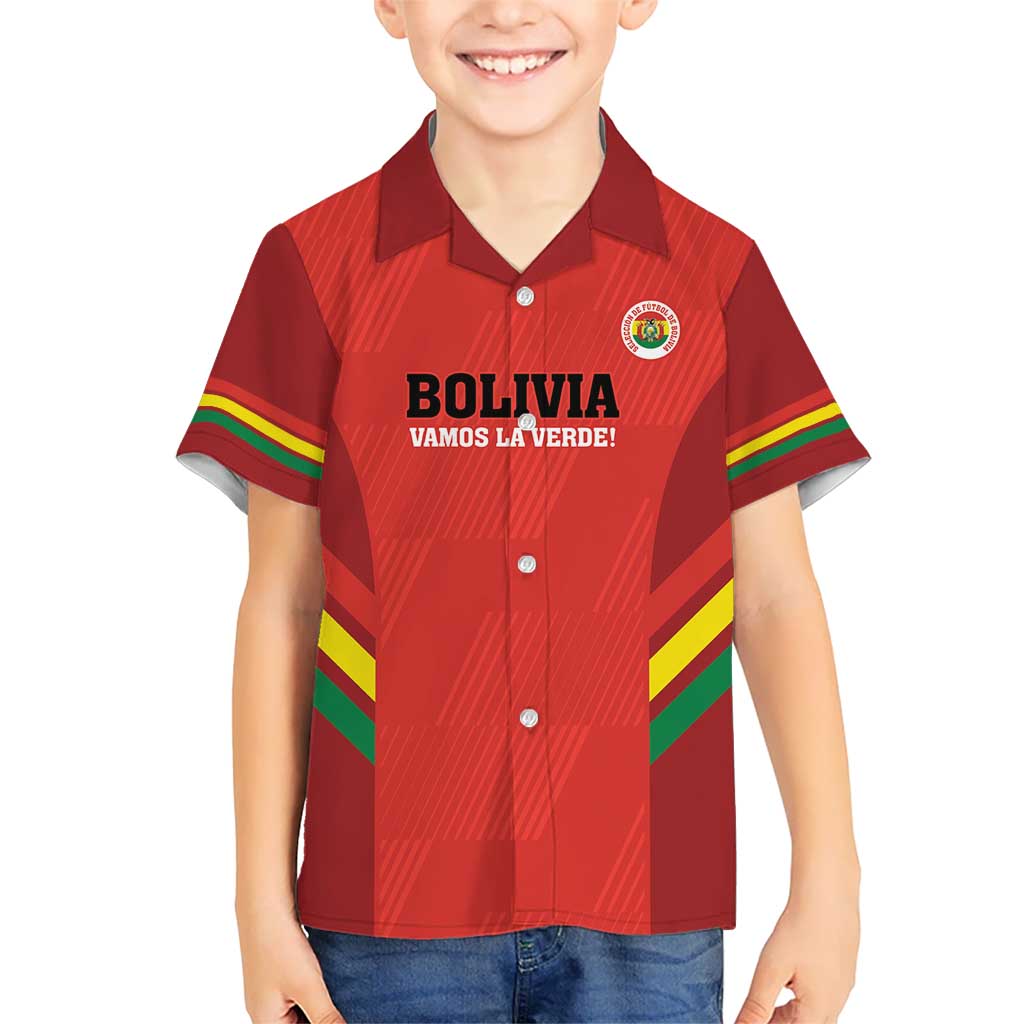 Custom Bolivia Football Kid Hawaiian Shirt 2024 Vamos La Verde - Red - Wonder Print Shop