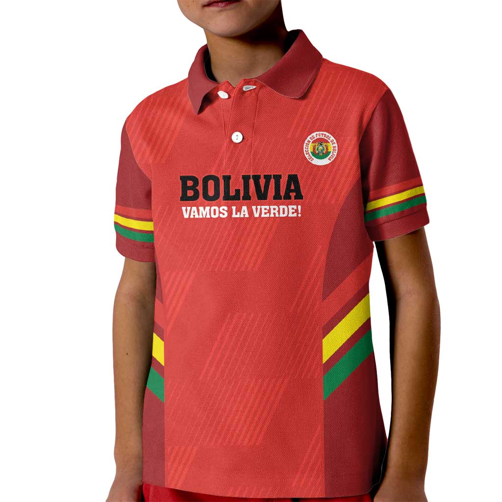 Custom Bolivia Football Kid Polo Shirt 2024 Vamos La Verde - Red - Wonder Print Shop