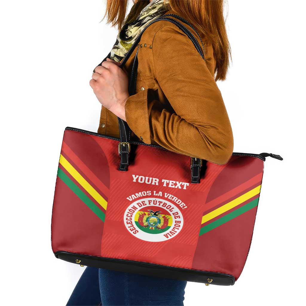 Custom Bolivia Football Leather Tote Bag 2024 Vamos La Verde - Red - Wonder Print Shop