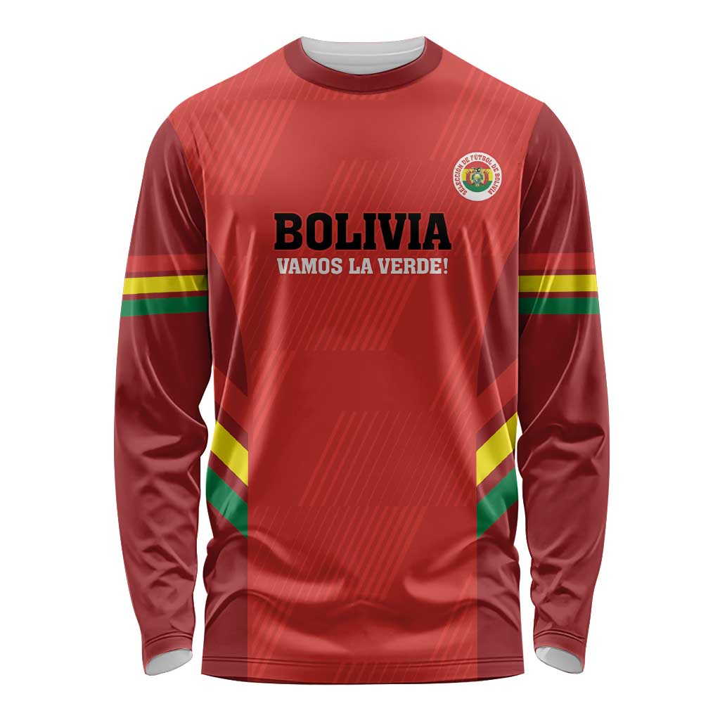 Custom Bolivia Football Long Sleeve Shirt 2024 Vamos La Verde - Red - Wonder Print Shop