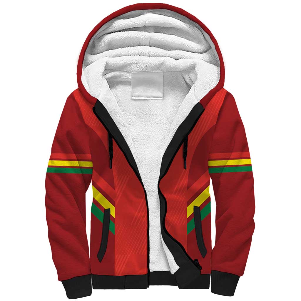 Custom Bolivia Football Sherpa Hoodie 2024 Vamos La Verde - Red - Wonder Print Shop