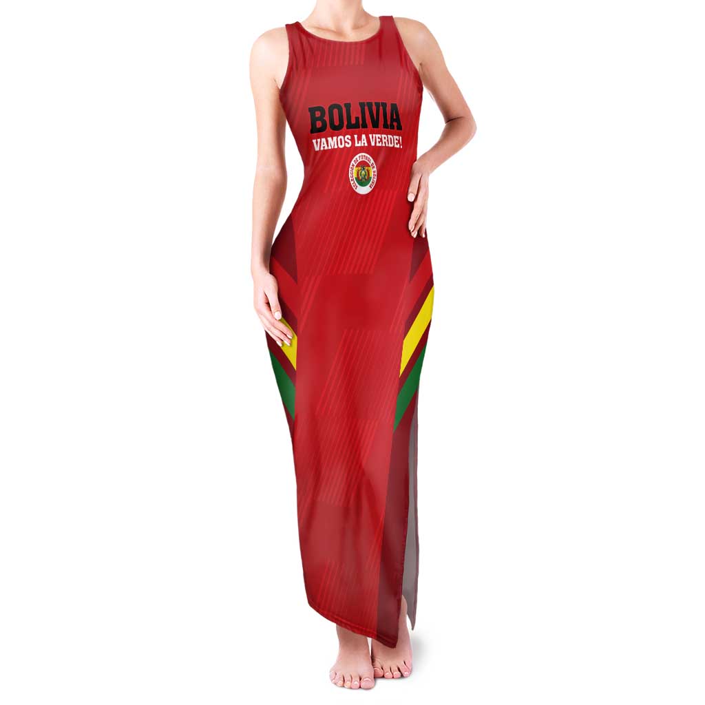 Custom Bolivia Football Tank Maxi Dress 2024 Vamos La Verde - Red - Wonder Print Shop