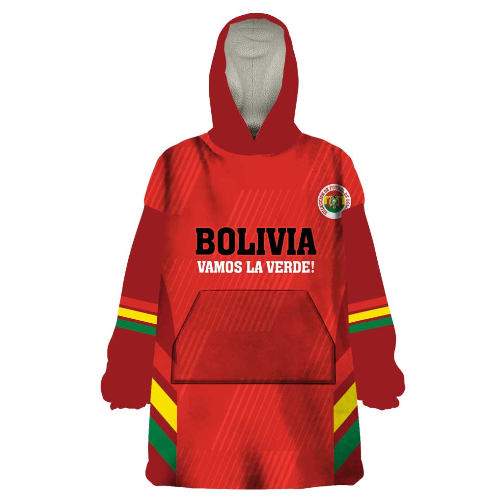 Custom Bolivia Football Wearable Blanket Hoodie 2024 Vamos La Verde - Red - Wonder Print Shop