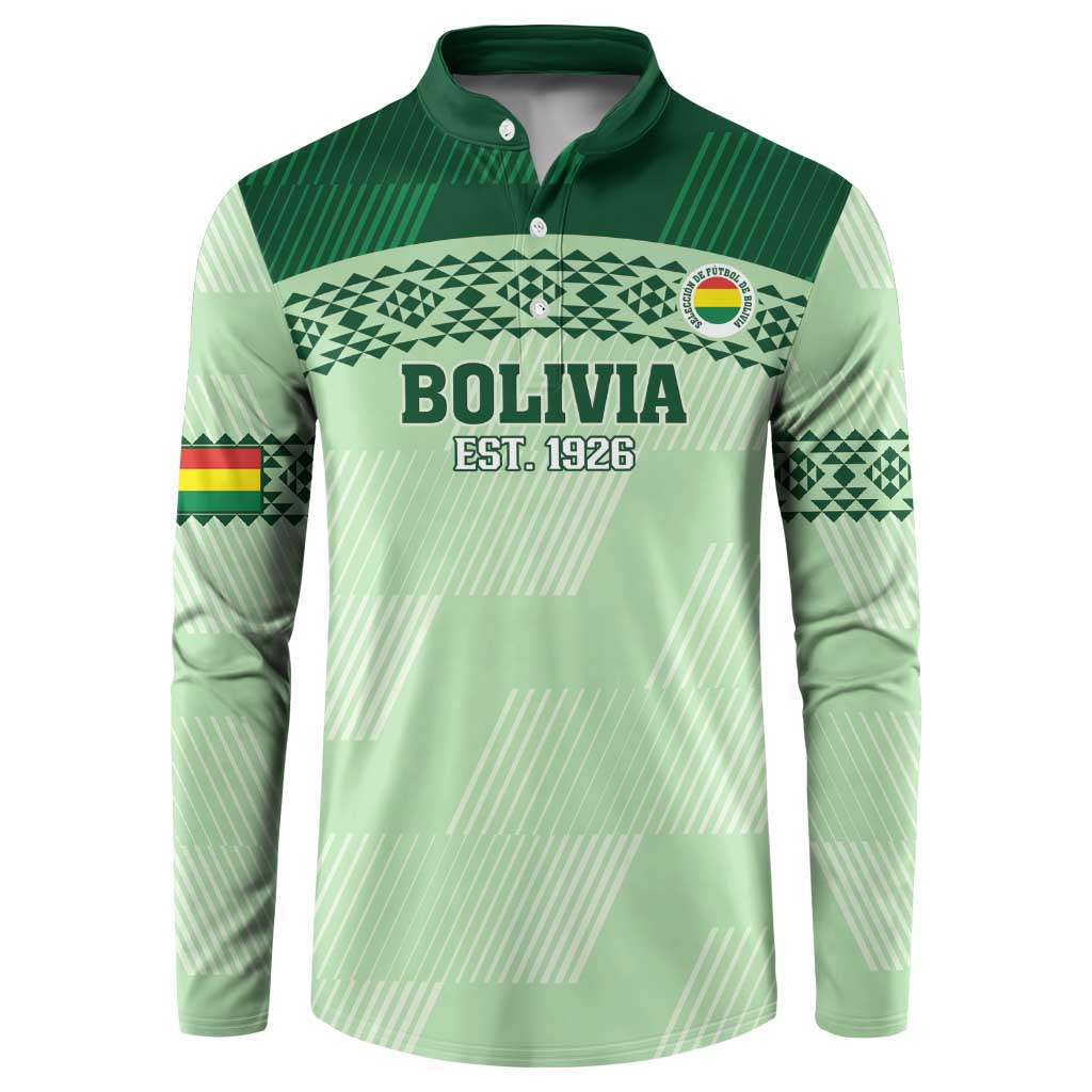 Sea green football button sweatshirt with Bolivia front logo and long sleeves