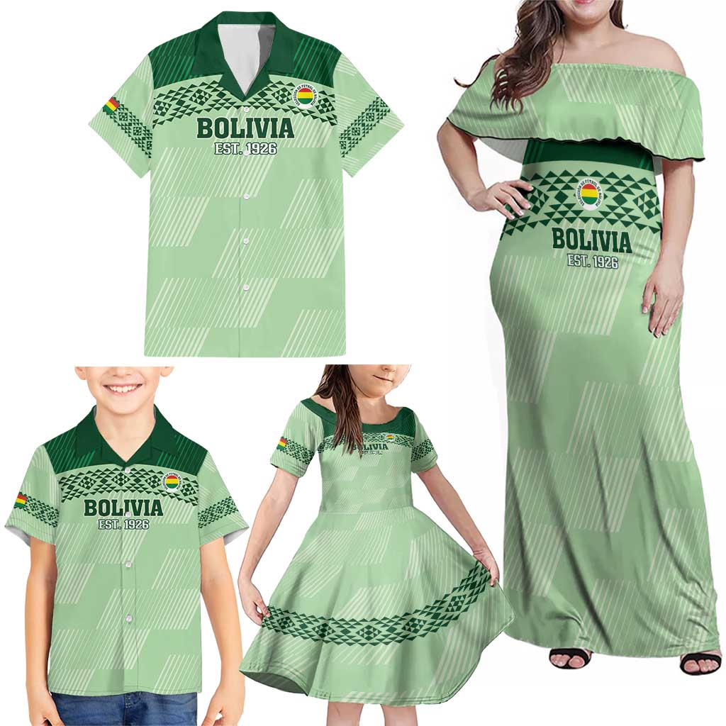 Custom La Verde Bolivia Football Family Matching Off Shoulder Maxi Dress and Hawaiian Shirt Est 1926 Newest Version - Wonder Print Shop