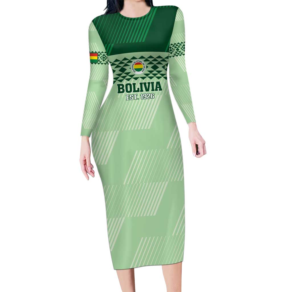 Custom La Verde Bolivia Football Long Sleeve Bodycon Dress Est 1926 Newest Version - Wonder Print Shop