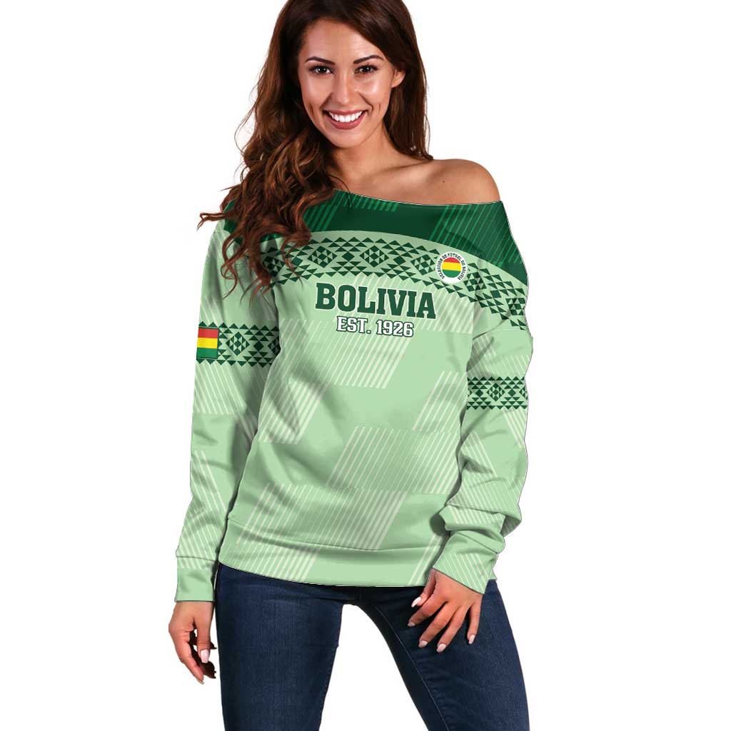 Custom La Verde Bolivia Football Off Shoulder Sweater Est 1926 Newest Version - Wonder Print Shop