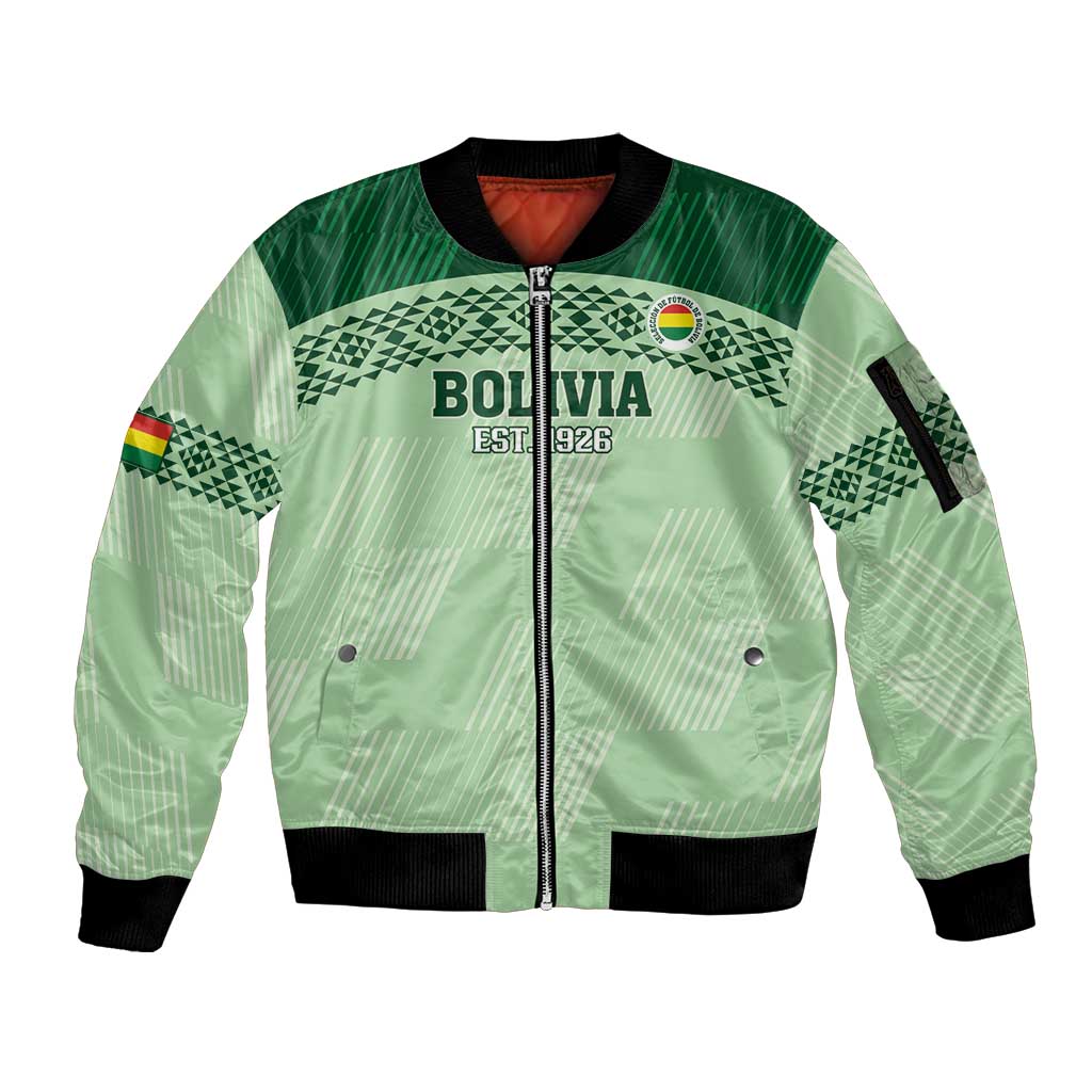 Custom La Verde Bolivia Football Sleeve Zip Bomber Jacket Est 1926 Newest Version - Wonder Print Shop