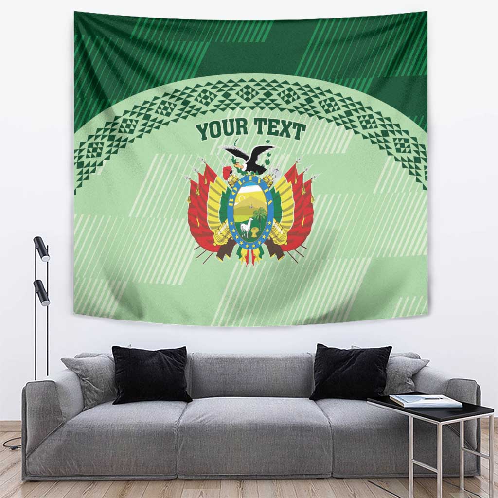 Sea green football tapestry wall hanging with central crest, circular border, YOUR TEXT.