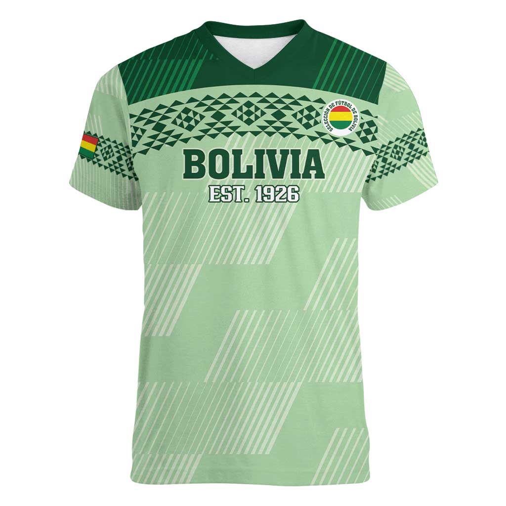 Custom La Verde Bolivia Football Women V-Neck T-Shirt Est 1926 Newest Version - Wonder Print Shop