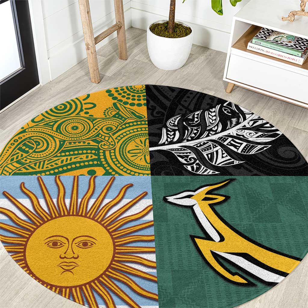 Rugby 2025 Championship Round Carpet Combination of Southern Hemisphere Countries - Wonder Print Shop