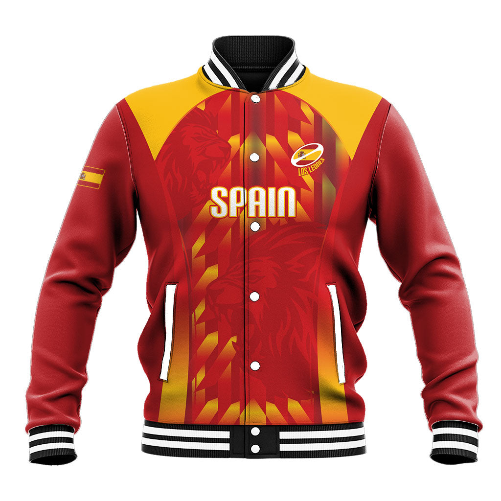 Custom Spain Rugby 2026 Baseball Jacket Vamos Los Leones Red Version