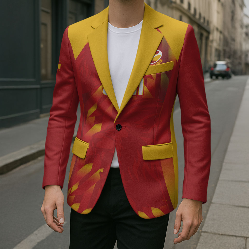 Custom Spain Rugby 2026 Blazer Vamos Los Leones Red Version