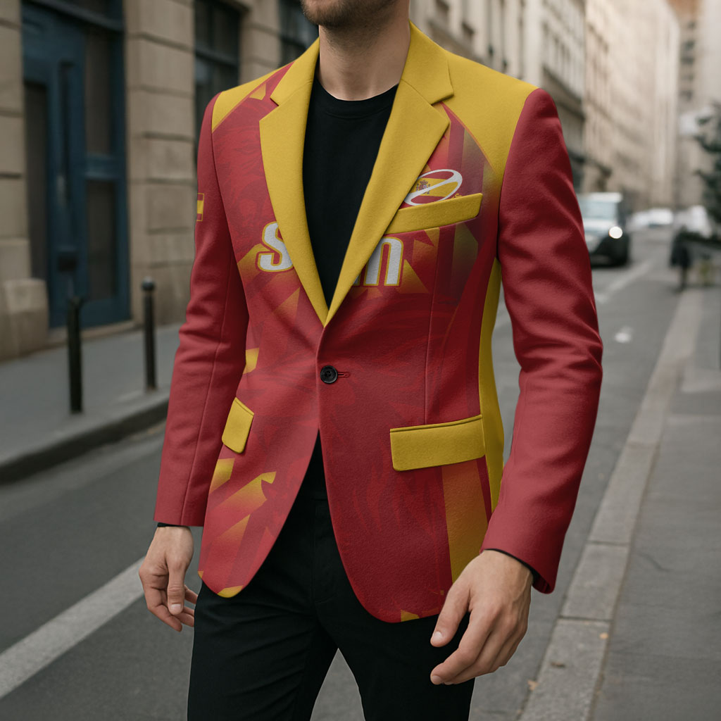 Custom Spain Rugby 2026 Blazer Vamos Los Leones Red Version