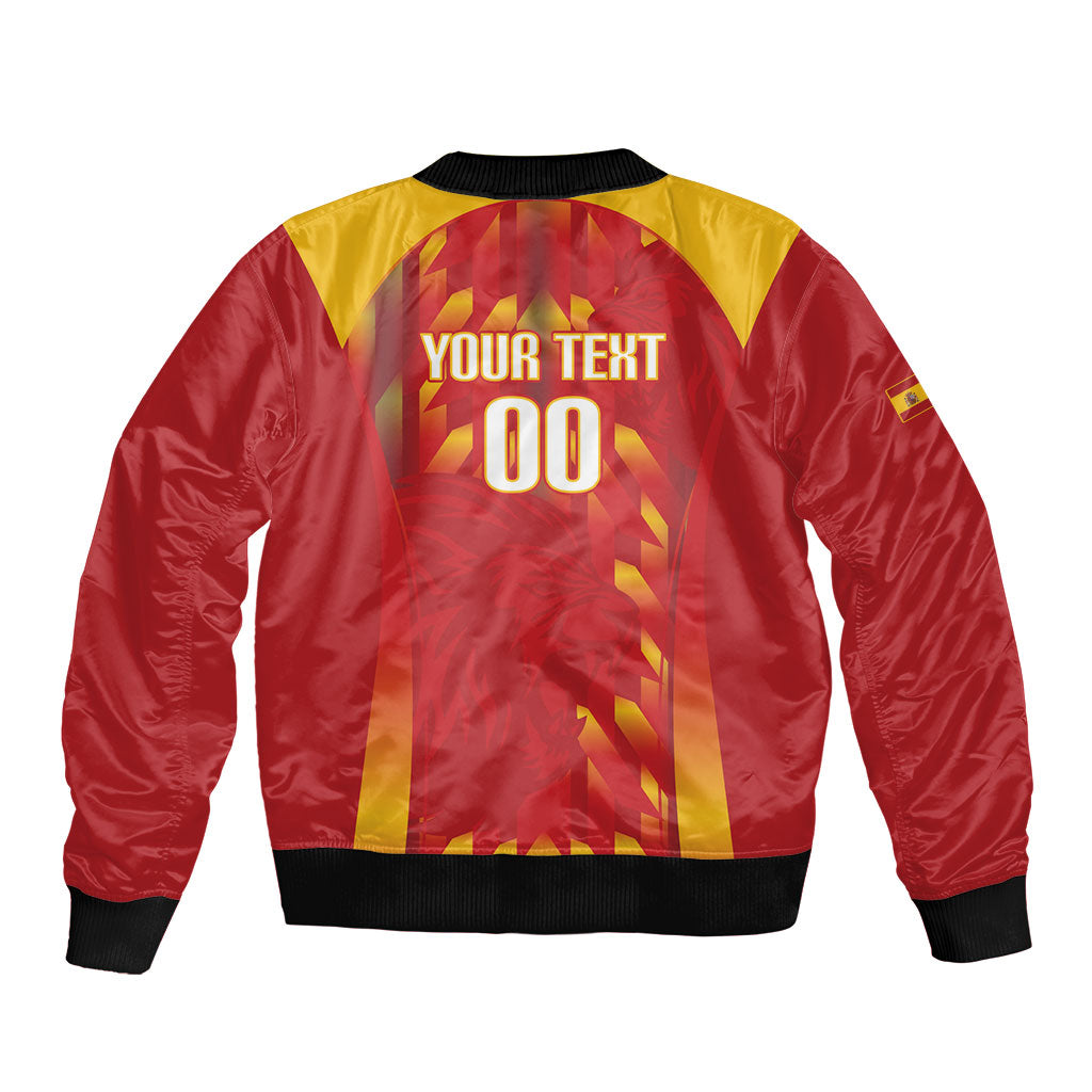 Custom Spain Rugby 2026 Bomber Jacket Vamos Los Leones Red Version