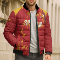 Custom Spain Rugby 2026 Bomber Puffer Jacket Vamos Los Leones Red Version