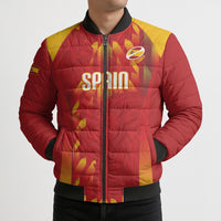 Custom Spain Rugby 2026 Bomber Puffer Jacket Vamos Los Leones Red Version