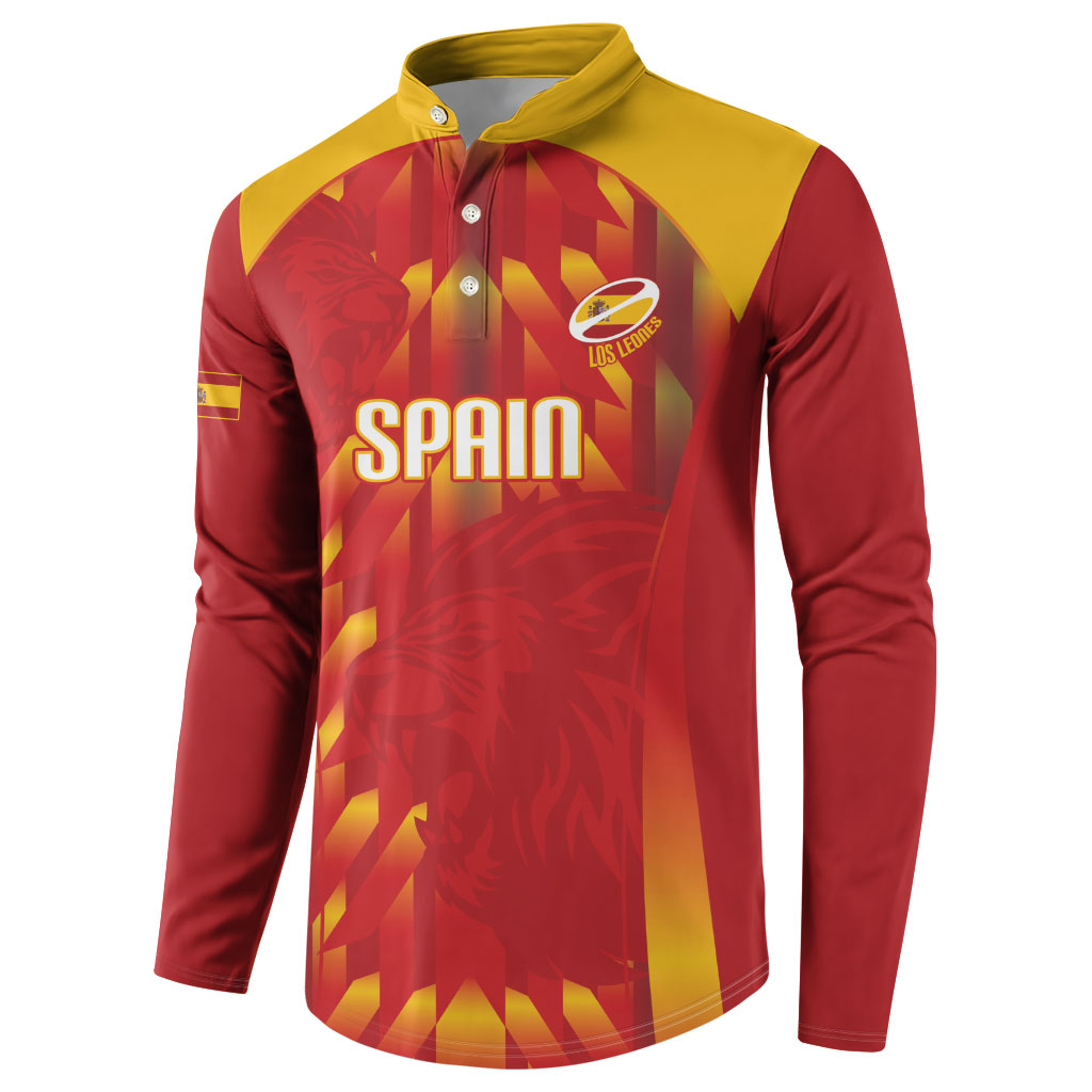 Custom Spain Rugby 2026 Button Sweatshirt Vamos Los Leones Red Version