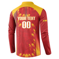 Custom Spain Rugby 2026 Button Sweatshirt Vamos Los Leones Red Version