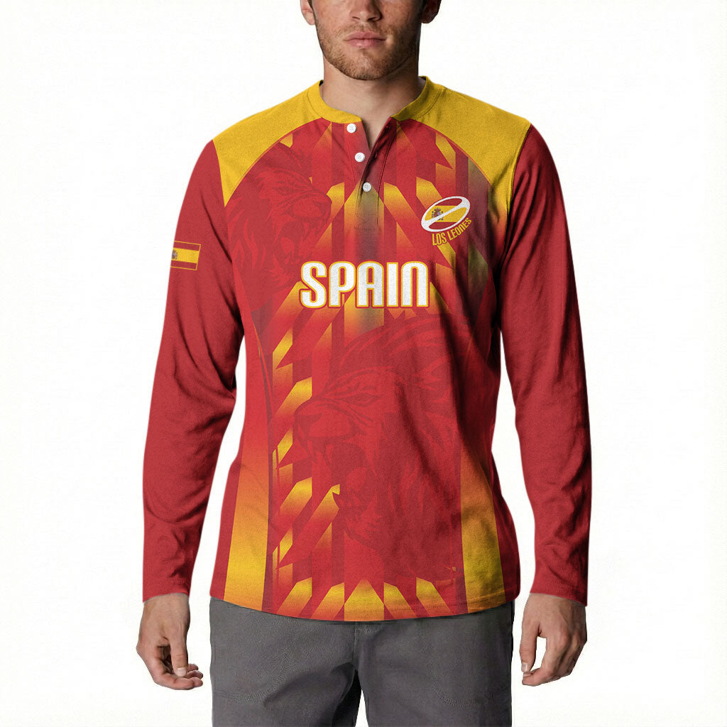 Custom Spain Rugby 2026 Button Sweatshirt Vamos Los Leones Red Version