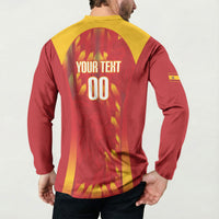 Custom Spain Rugby 2026 Button Sweatshirt Vamos Los Leones Red Version