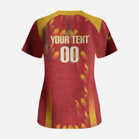 Custom Spain Rugby 2026 Scrub Top Vamos Los Leones Red Version