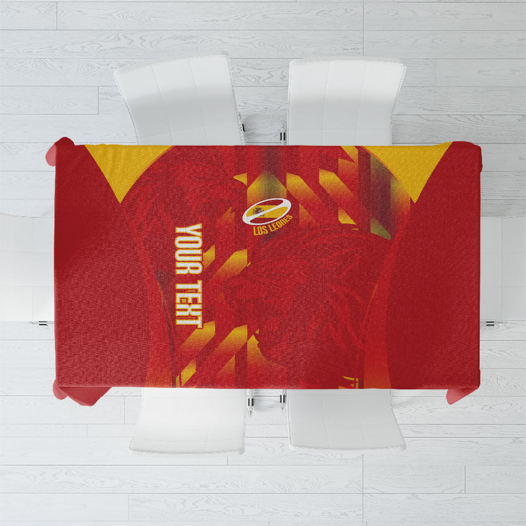 Custom Spain Rugby 2026 Tablecloth Vamos Los Leones Red Version
