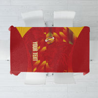 Custom Spain Rugby 2026 Tablecloth Vamos Los Leones Red Version