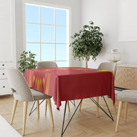 Custom Spain Rugby 2026 Tablecloth Vamos Los Leones Red Version