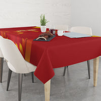 Custom Spain Rugby 2026 Tablecloth Vamos Los Leones Red Version
