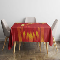 Custom Spain Rugby 2026 Tablecloth Vamos Los Leones Red Version