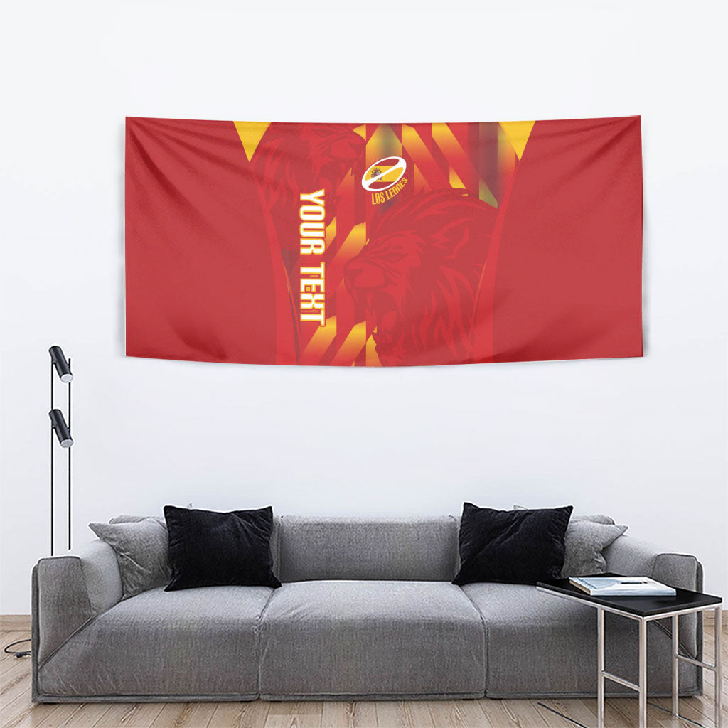 Custom Spain Rugby 2026 Tapestry Vamos Los Leones Red Version