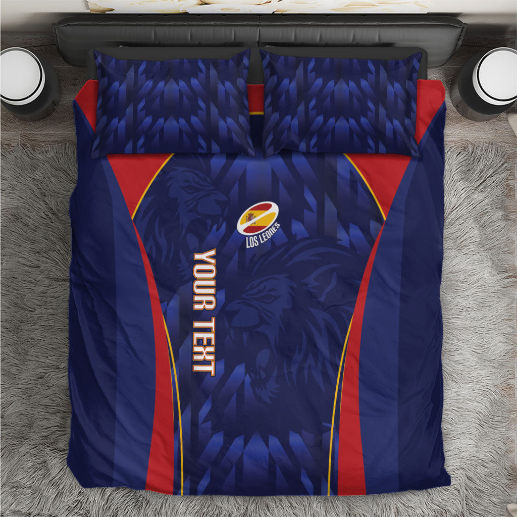 Custom Spain Rugby 2026 Bedding Set Vamos Los Leones Blue Version