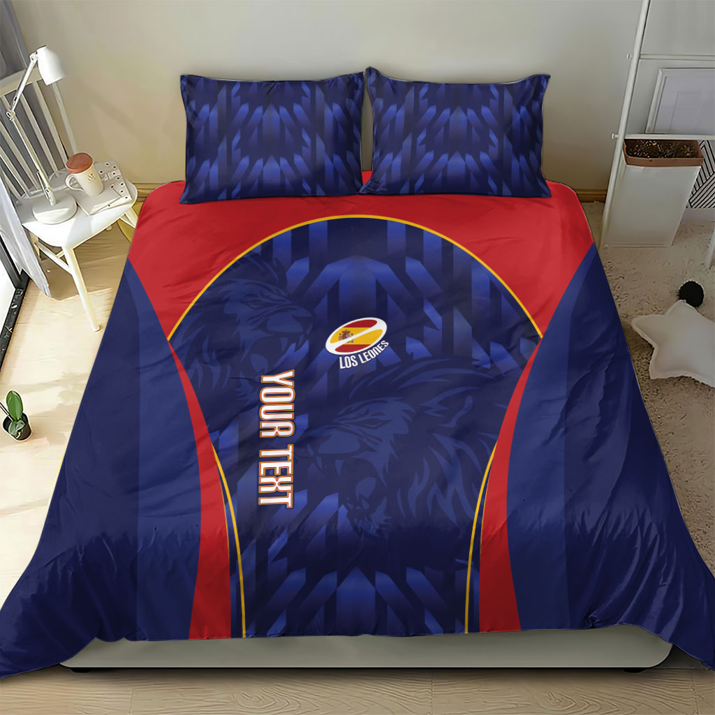 Custom Spain Rugby 2026 Bedding Set Vamos Los Leones Blue Version