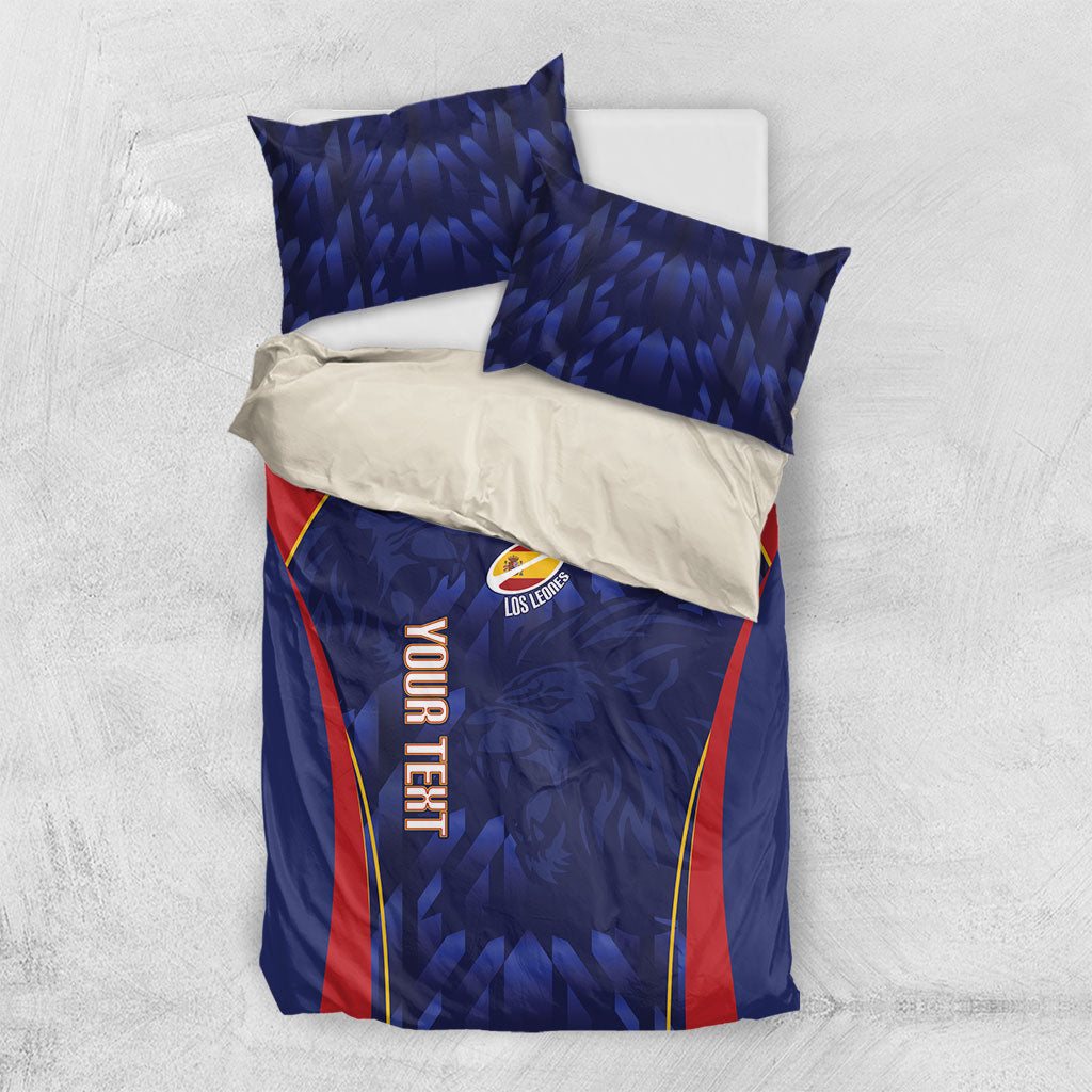Custom Spain Rugby 2026 Bedding Set Vamos Los Leones Blue Version