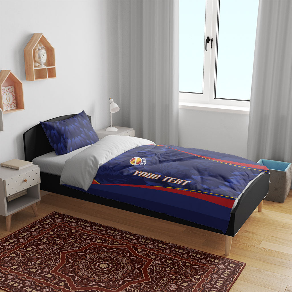Custom Spain Rugby 2026 Bedding Set Vamos Los Leones Blue Version