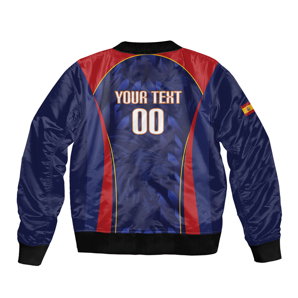 Custom Spain Rugby 2026 Bomber Jacket Vamos Los Leones Blue Version