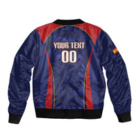 Custom Spain Rugby 2026 Bomber Jacket Vamos Los Leones Blue Version