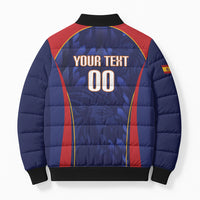 Custom Spain Rugby 2026 Bomber Puffer Jacket Vamos Los Leones Blue Version