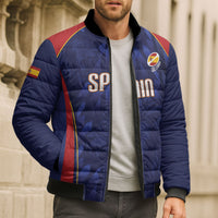 Custom Spain Rugby 2026 Bomber Puffer Jacket Vamos Los Leones Blue Version