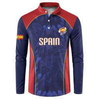 Custom Spain Rugby 2026 Button Sweatshirt Vamos Los Leones Blue Version